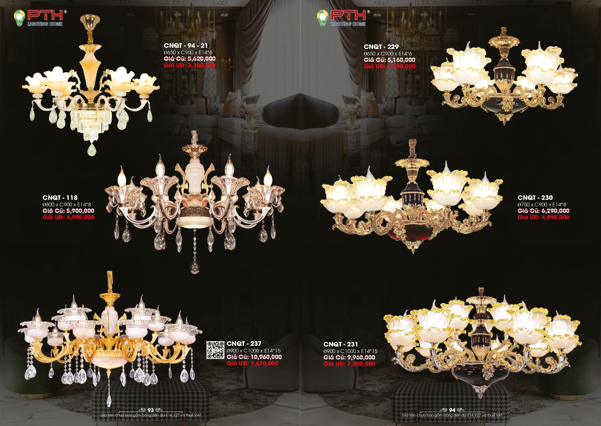 Bảng giá đèn trang trí PTH Lighting Home 2026